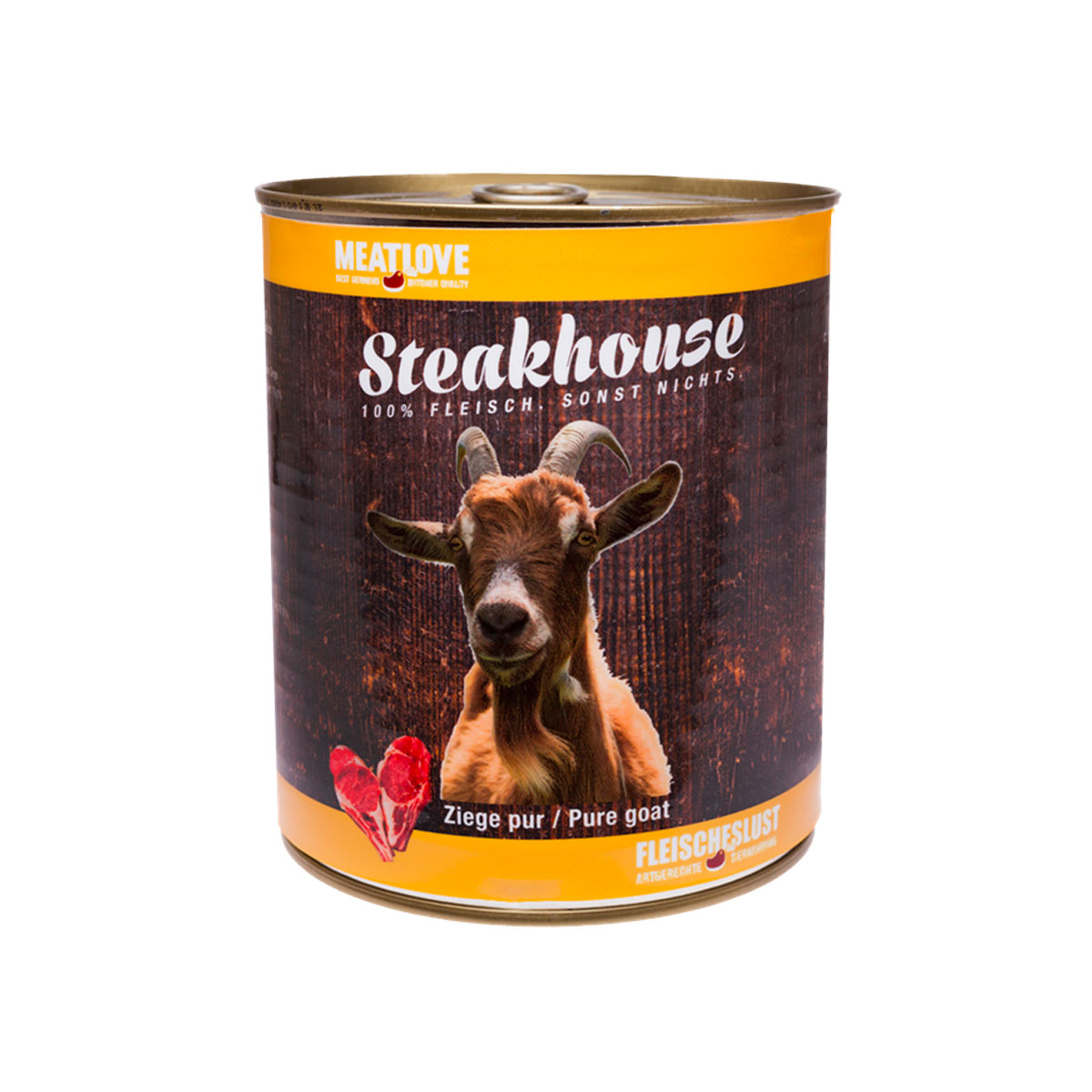 Steakhouse Ziege pur 800g Dose Hunde Nassfutter 100% Fleisch