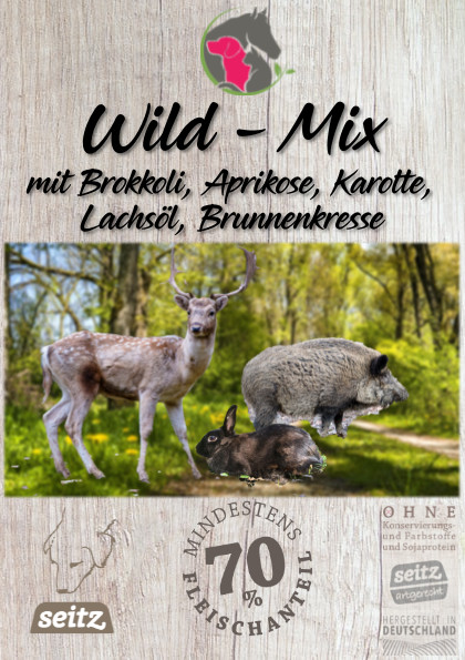 800g Aktions Dose Wild-Mix Hundefutter Kaninchen Wildschwein Hirsch 