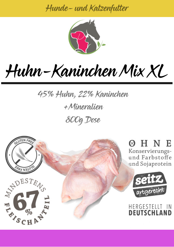 Huhn & Kaninchen XL - Mix 800g Dose für Hund und Katze