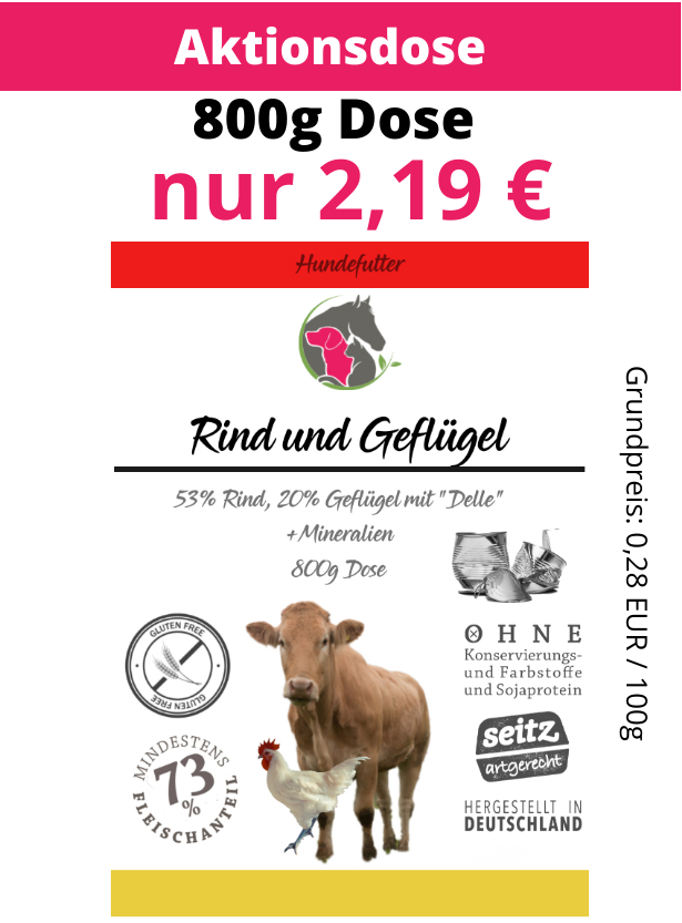 Rind & Geflügel - 800g Dose Hundefutter 73% Fleischanteil 